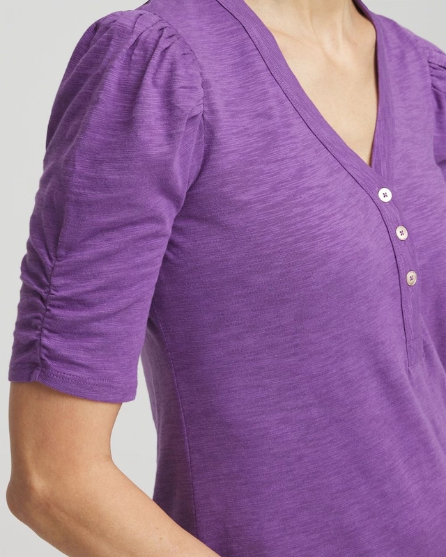 Slub Split Neck Henley Tee - image 4